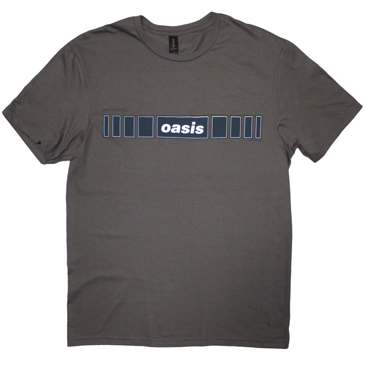 Oasis Unisex T-Shirt: Horizontal Bars Logo (Charcoal Grey)
