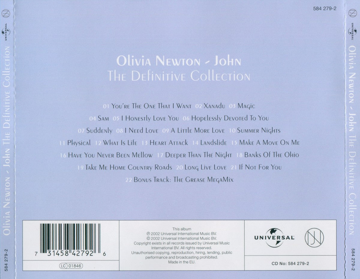 Olivia Newton‐John – The Definitive Collection — back cover