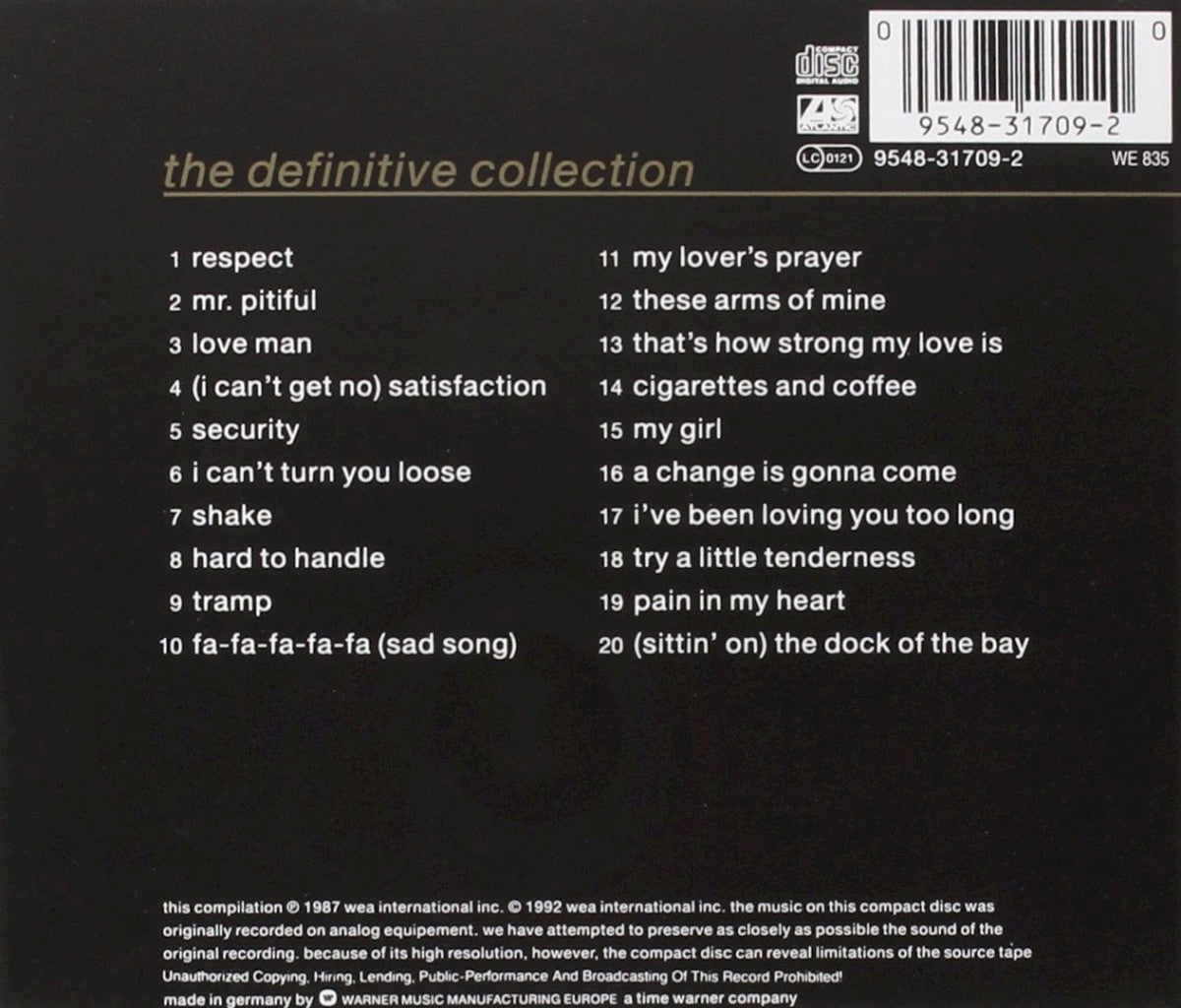 Otis Redding – The Definitive Collection: The Dock of the Bay — back cover