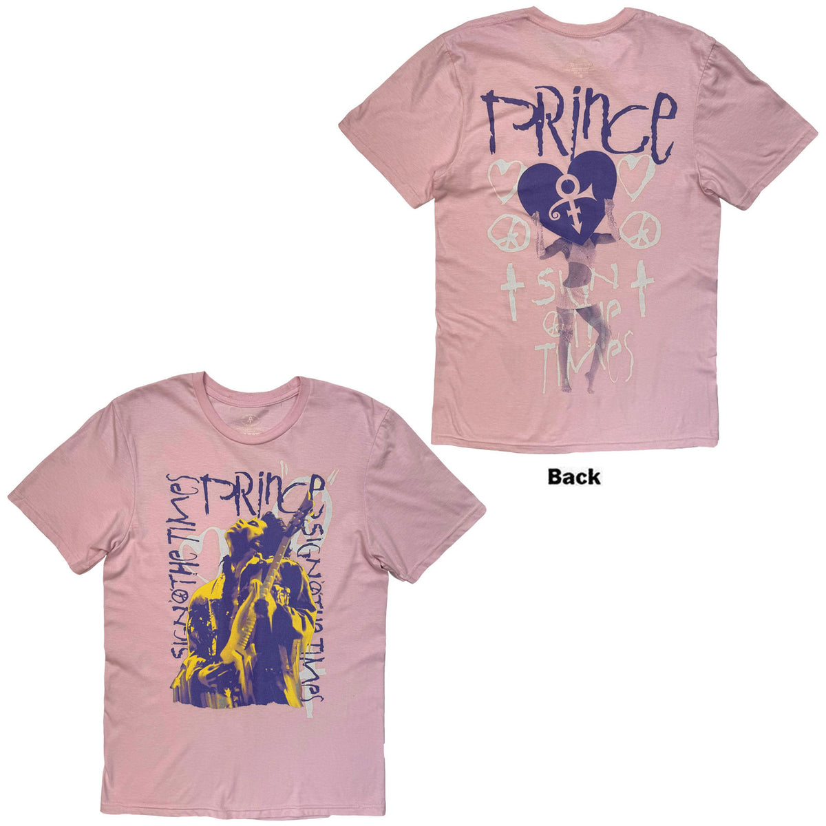 Prince Unisex T-Shirt: Sign Of The Times Guitar (Pink) (Back Print)
