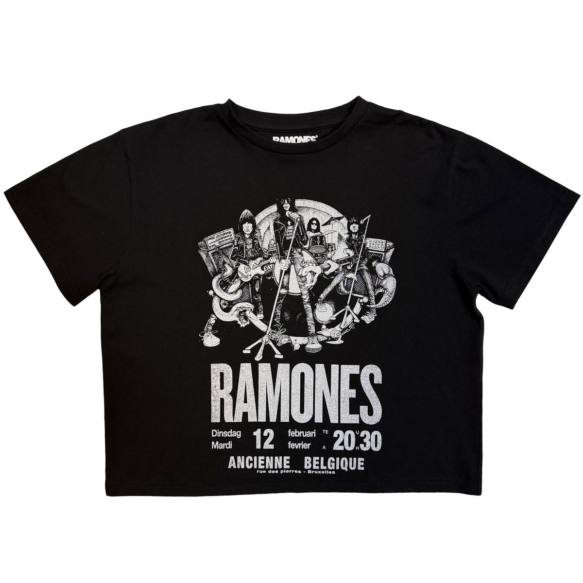 Ramones Ladies Crop Top: Belgique (Black)