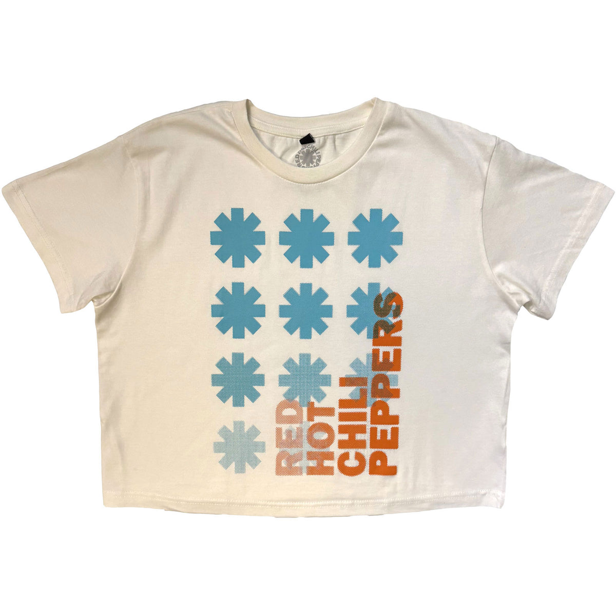 Red Hot Chili Peppers Ladies Stone Wash Crop Top: Gradient Logo (White)