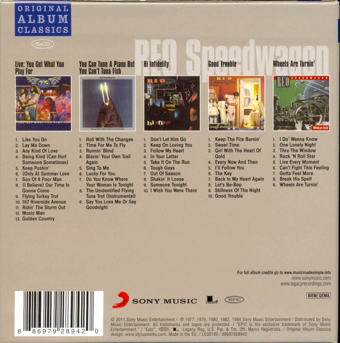 REO Speedwagon – Original Album Classics — back cover