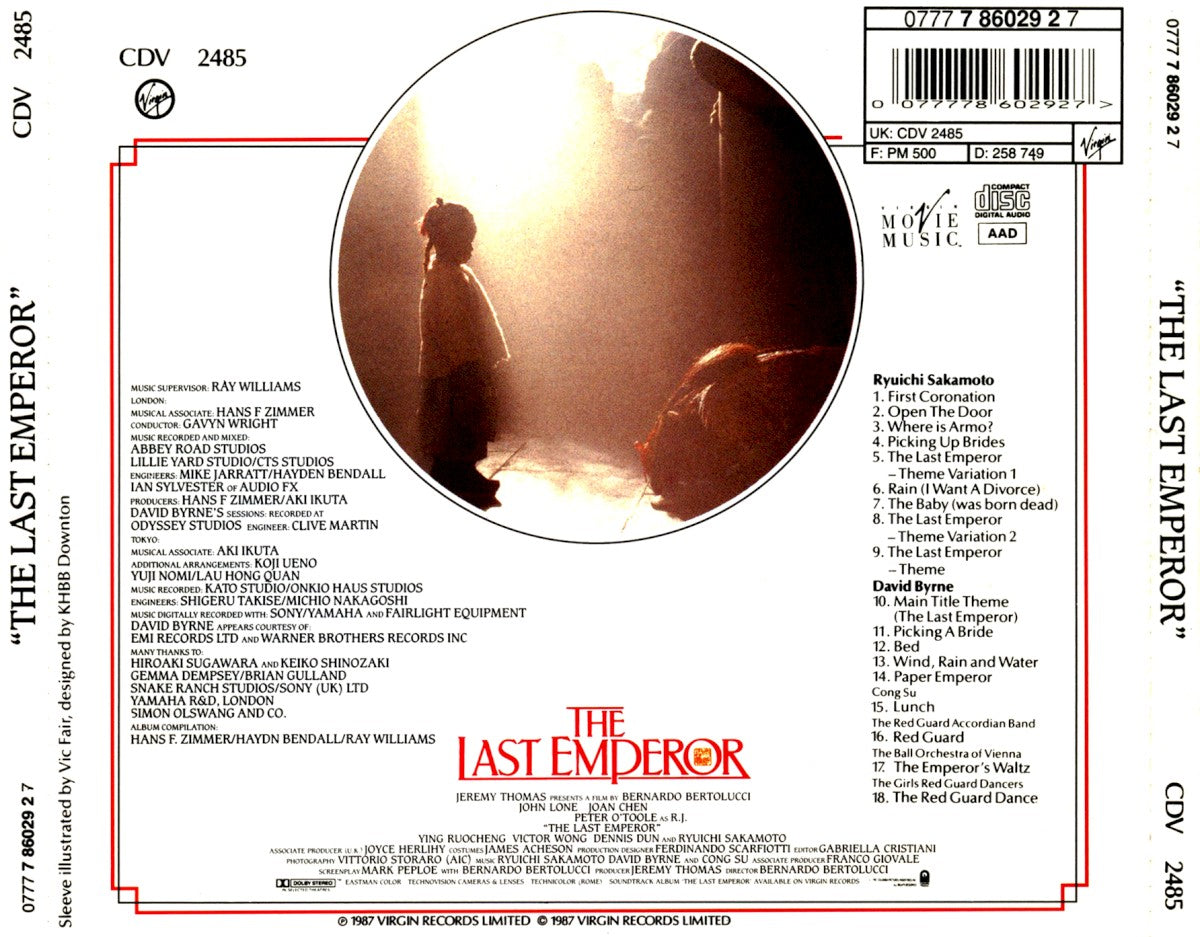 Ryuichi Sakamoto – The Last Emperor: Original Motion Picture Soundtrack — back cover