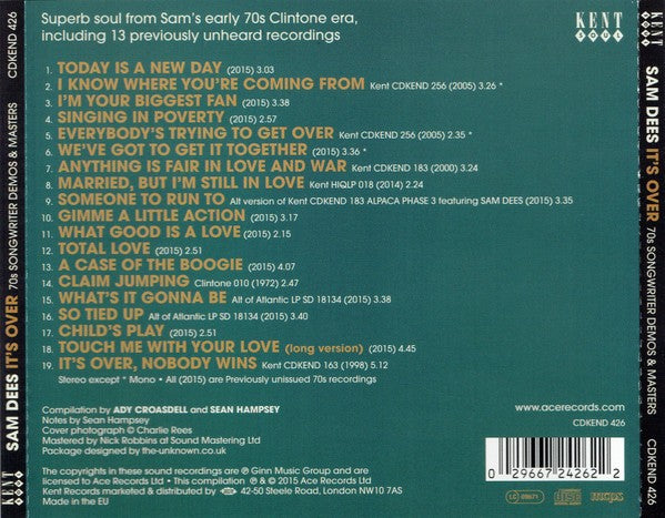 Sam Dees – It’s Over (70s Songwriter Demos & Masters) — back cover