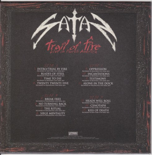 Satan – Trail of Fire — back cover