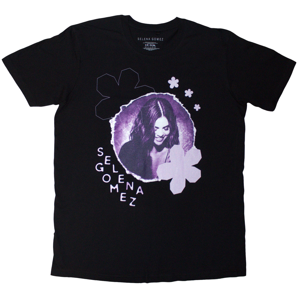 Selena Gomez Unisex T-Shirt: Purple Floral (Black)