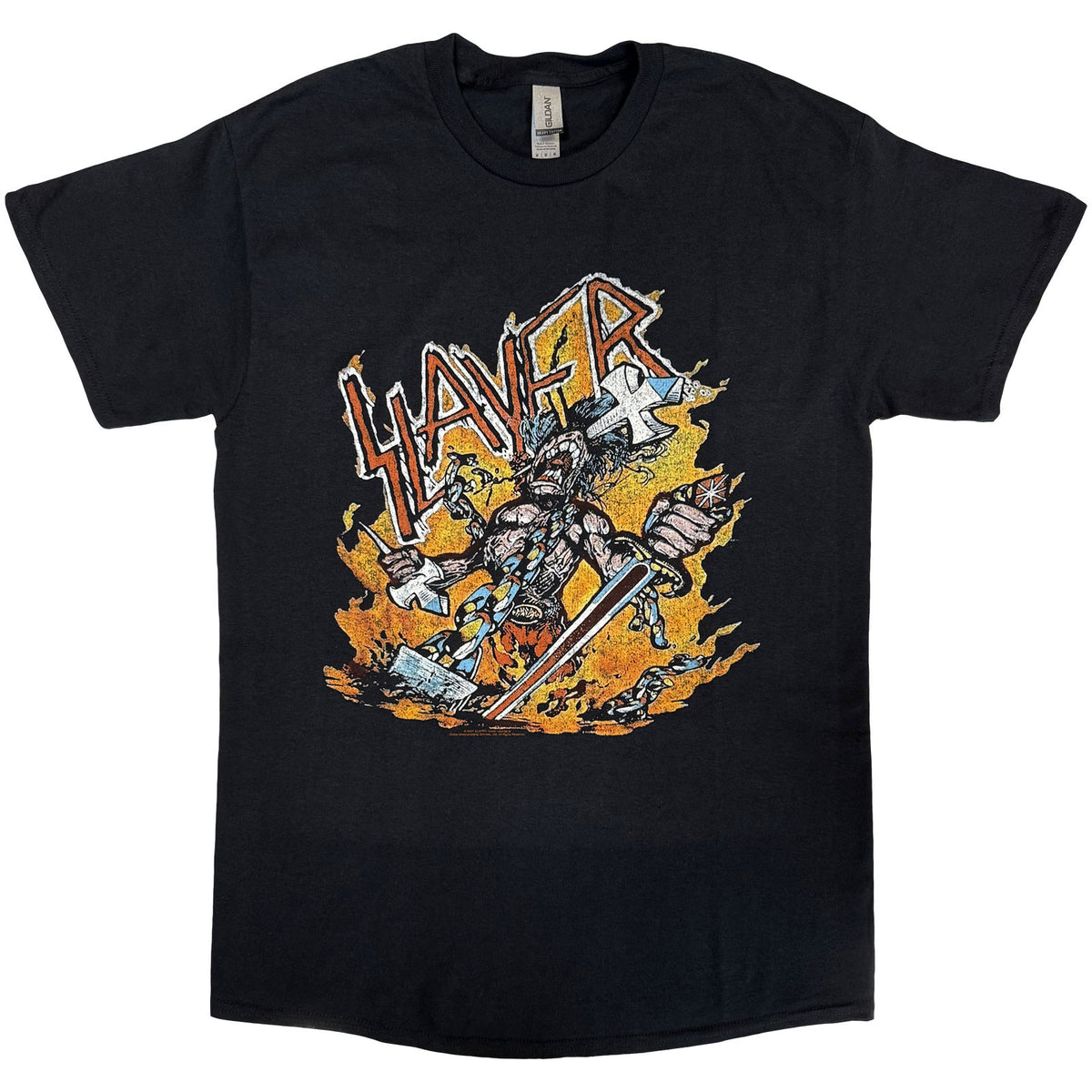 Slayer Unisex T-Shirt: Cartoon Flames (Black)