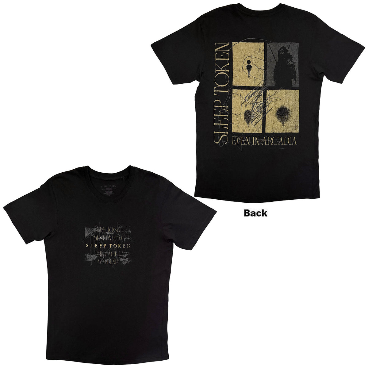 Sleep Token Unisex T-Shirt: Even In Arcadia Squares (Black) (Back Print)