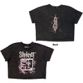 Slipknot Ladies Stone Wash Crop Top: Butterfly Goatee (Charcoal Grey) (Back Print)