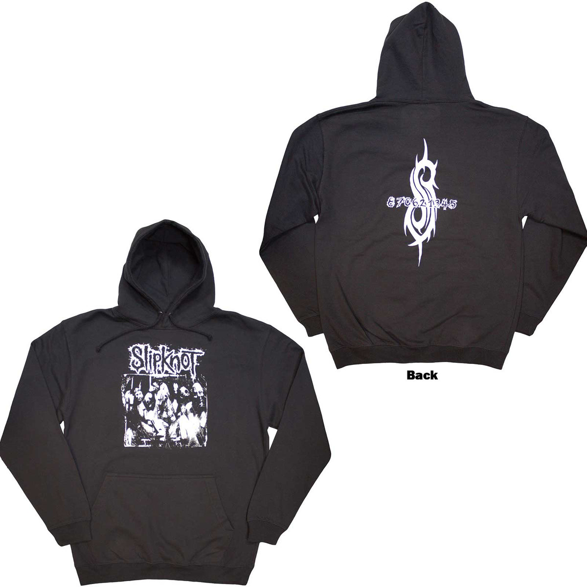 Slipknot Unisex Pullover Hoodie: Album Splatter (Charcoal Grey) (Back Print)