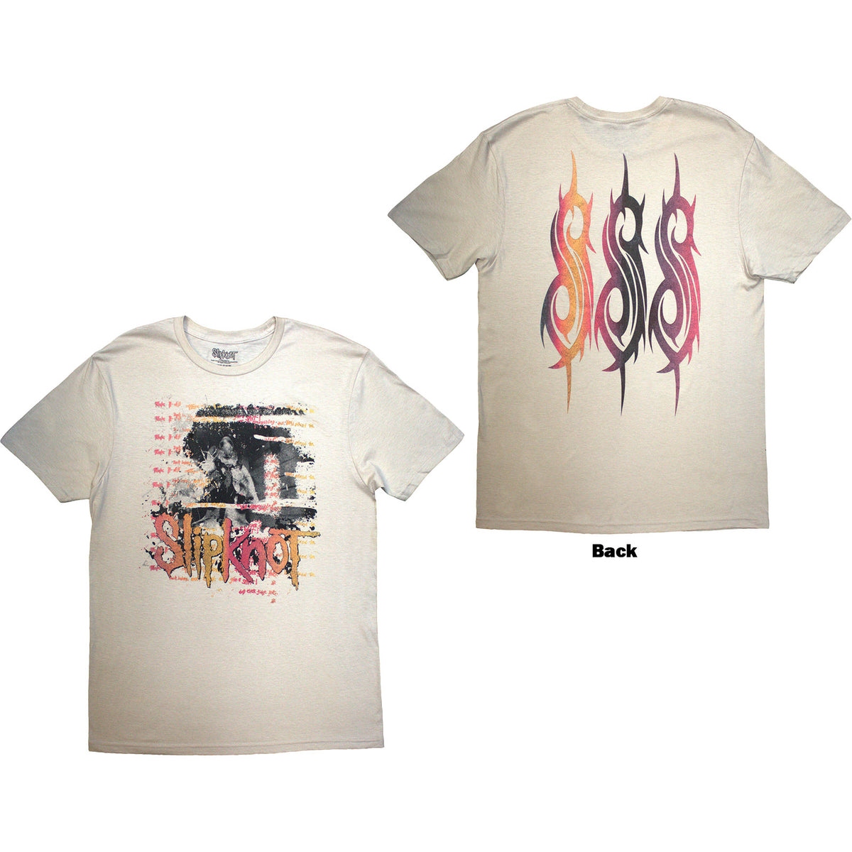 Slipknot Unisex T-Shirt: 25th Anniversary Inlay (Sand) (Back Print)