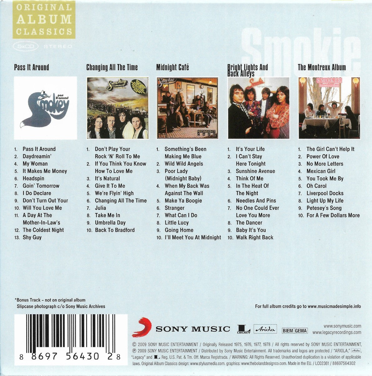 Smokie – Original Album Classics — back cover