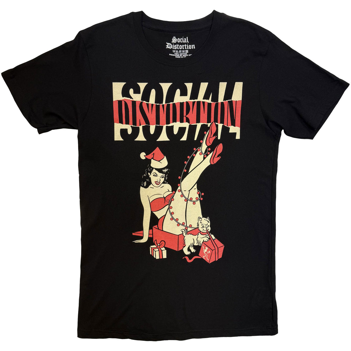 Social Distortion Unisex T-Shirt: Pin Up Holiday (Black)