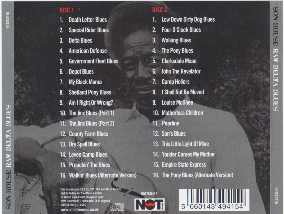 Son House – Raw Delta Blues: The Best of the Bottleneck Blues Master on 2 CDs — back cover