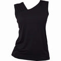 Spiral Ladies Gathered Shoulder Slant Vest T-Shirt: Plain (Black) (Blank)