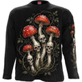 Spiral Unisex Long Sleeve T-Shirt: Shrooms (Black) (Back & Sleeve Print)