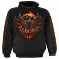 Spiral Unisex Pullover Hoodie: Ashes Reborn (Black) (Back & Sleeve Print)