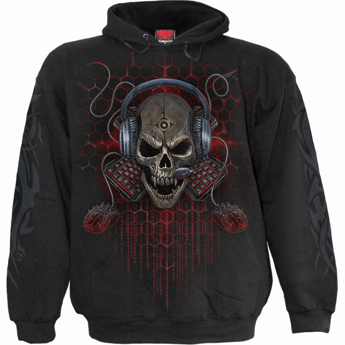 Spiral Unisex Pullover Hoodie: PC Gamer (Black) (Back & Sleeve Print)