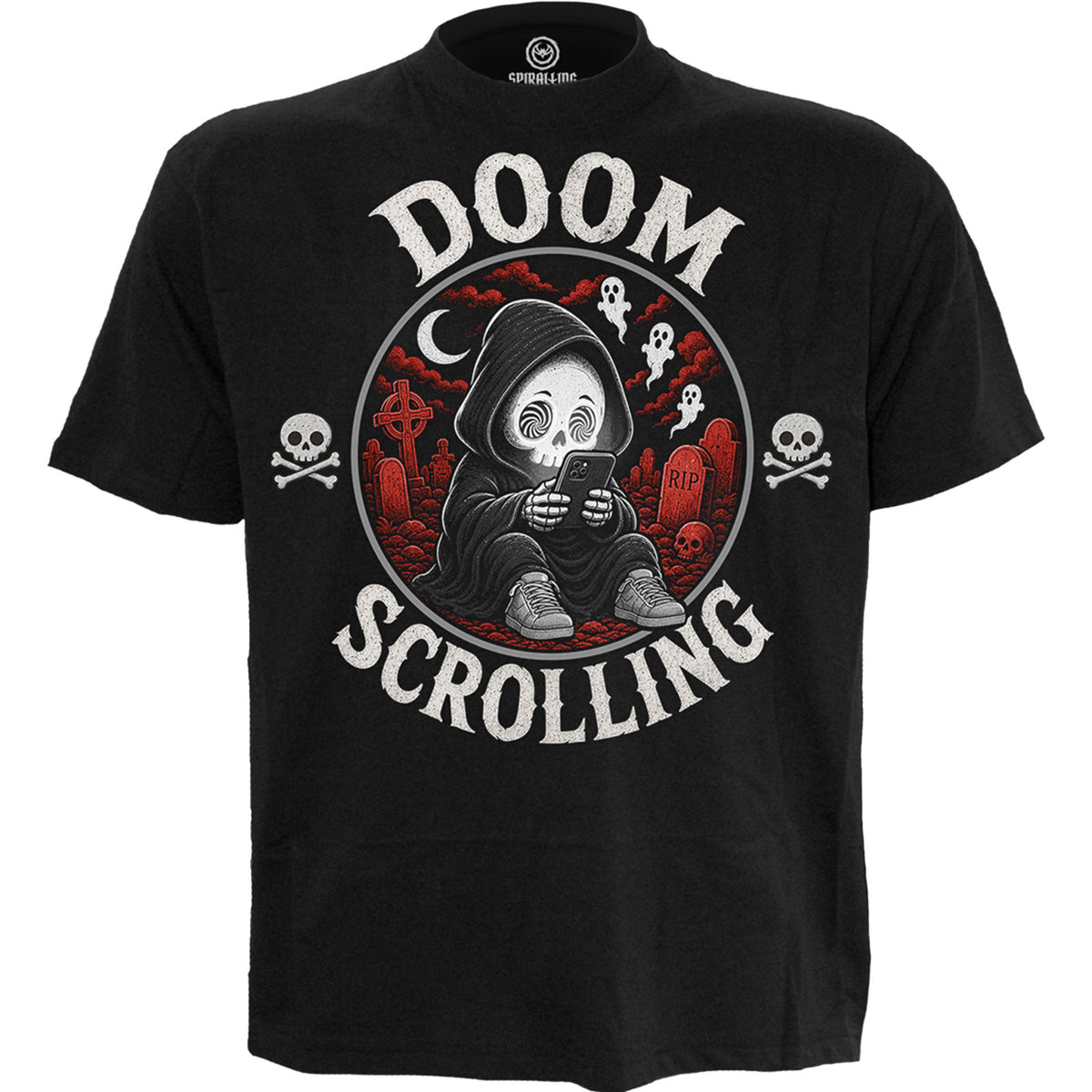 Spiral Unisex T-Shirt: Doom Scrolling (Black)