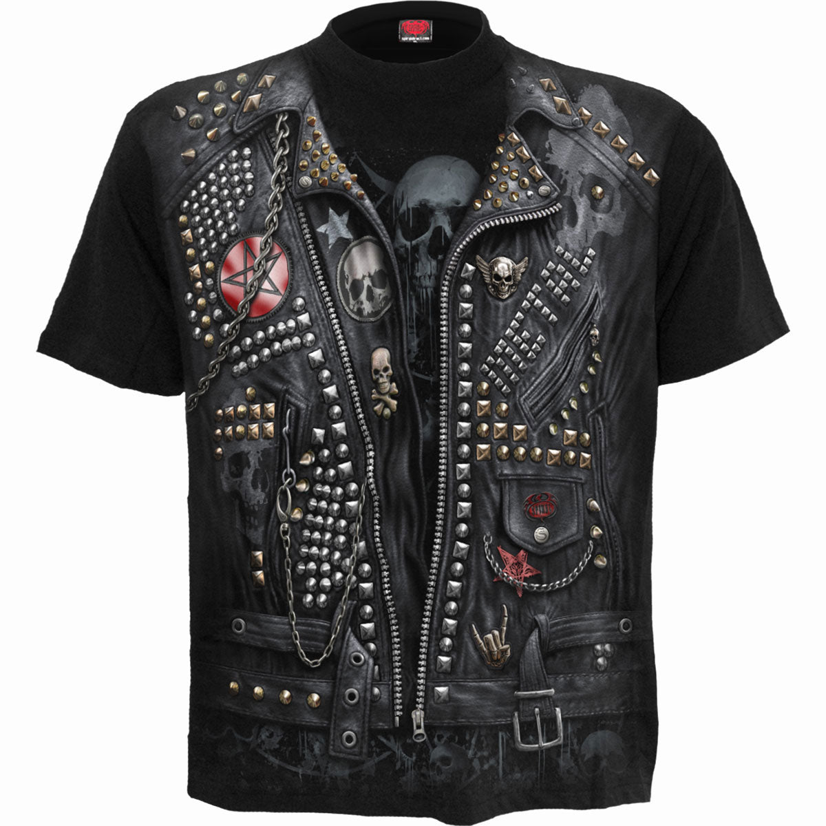 Spiral Unisex T-Shirt: Goth Metal (Black) (All Over Print)