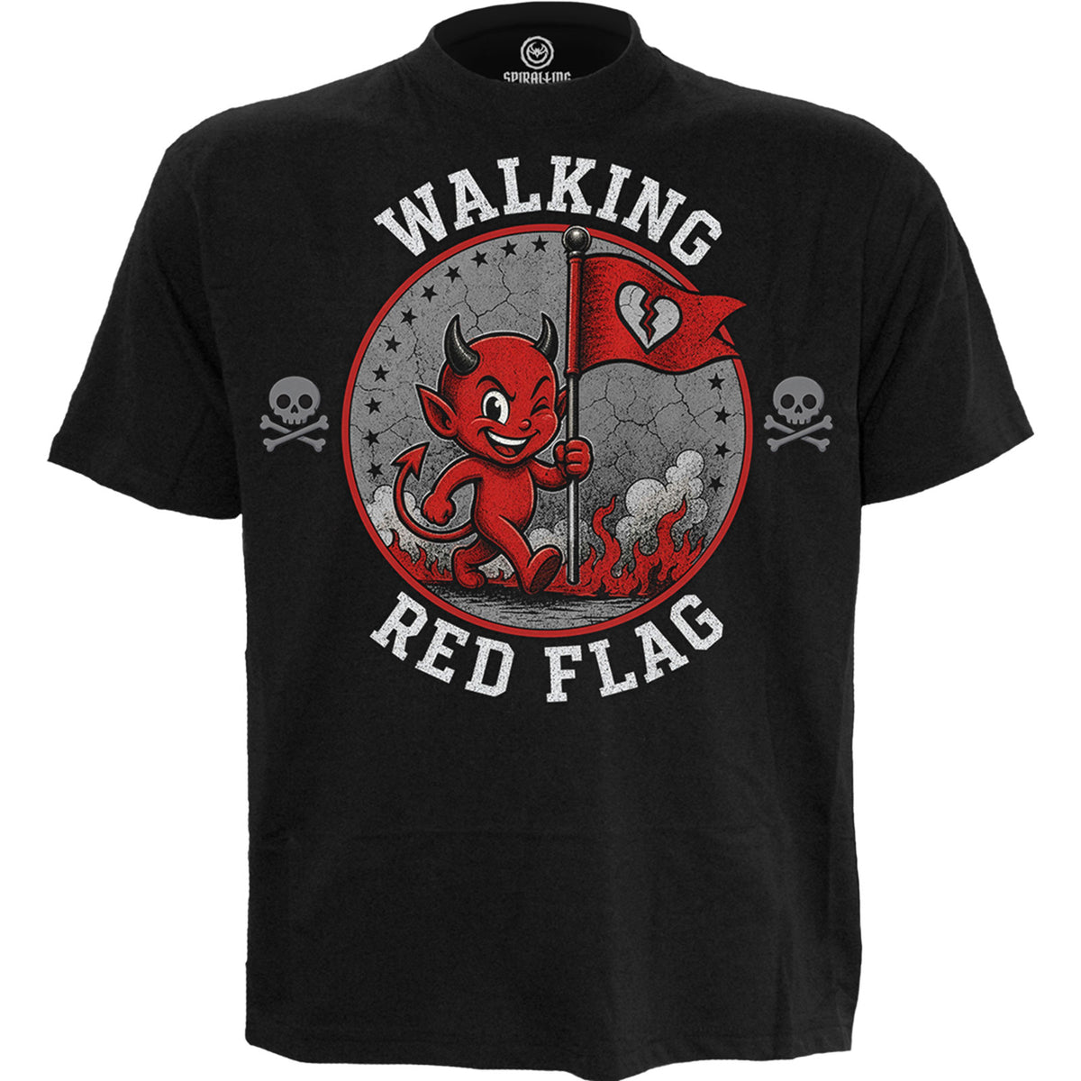 Spiral Unisex T-Shirt: Red Flag (Black)