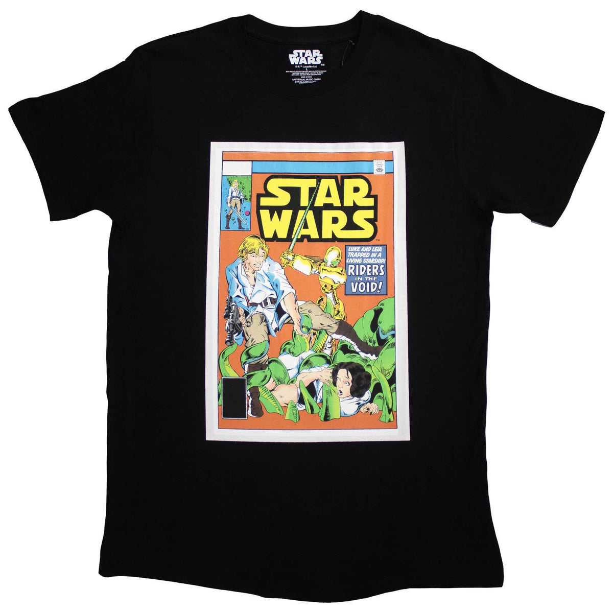 Star Wars Unisex T-Shirt: Luke & Leia Comic Cover (Black)