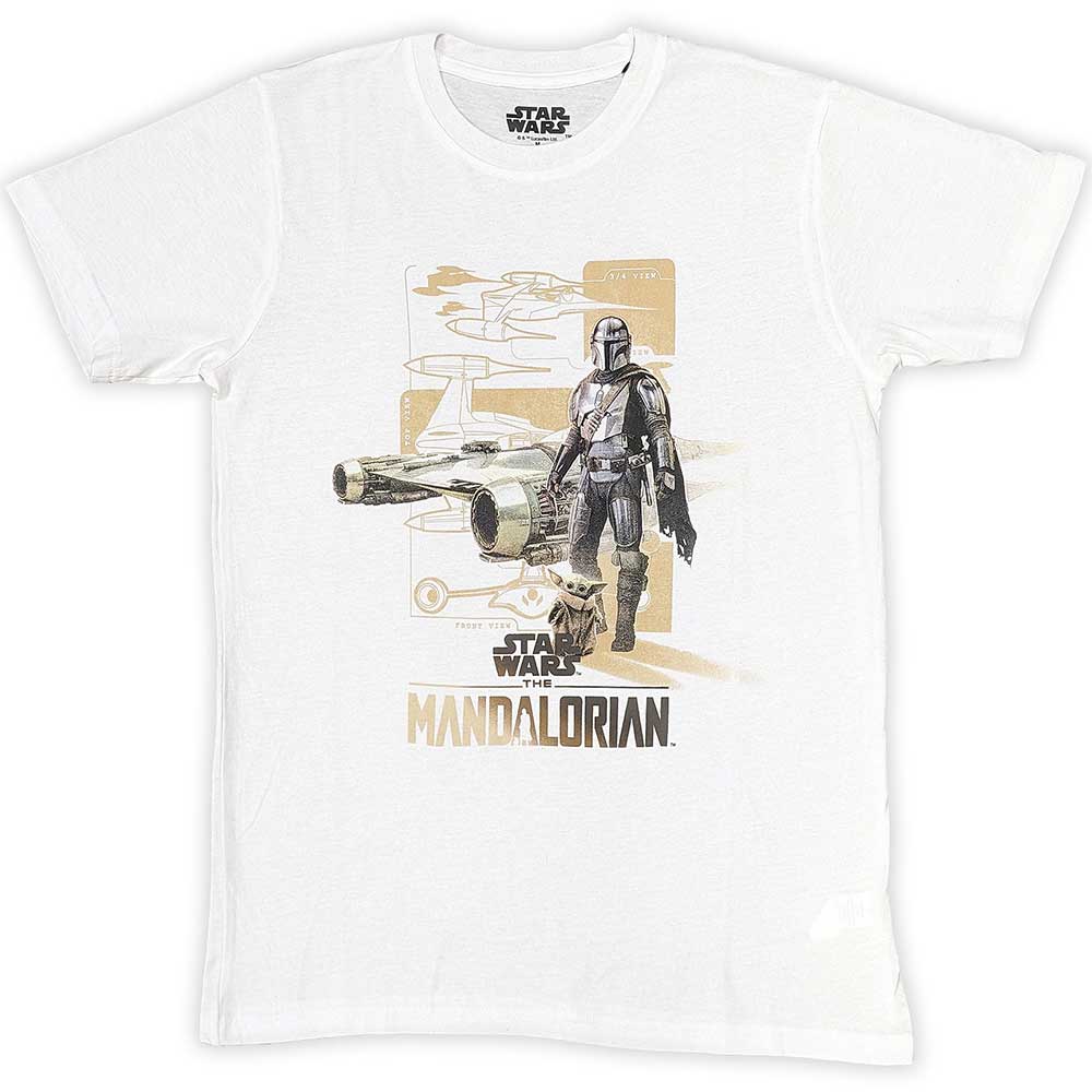 Star Wars Unisex T-Shirt: The Mandalorian Din & Grogu (White)