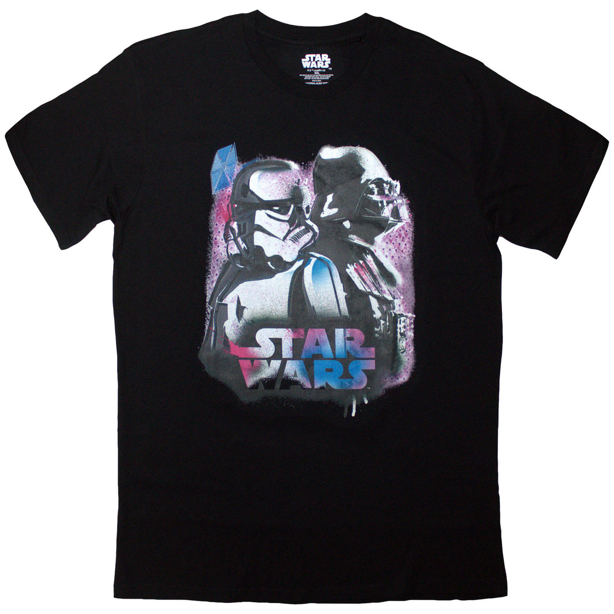 Star Wars Unisex T-Shirt: Vader & Trooper Neon (Black)