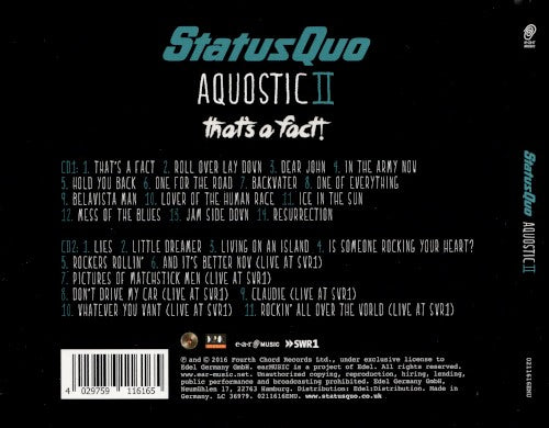 Status Quo – Aquostic II: That's a Fact! — back cover
