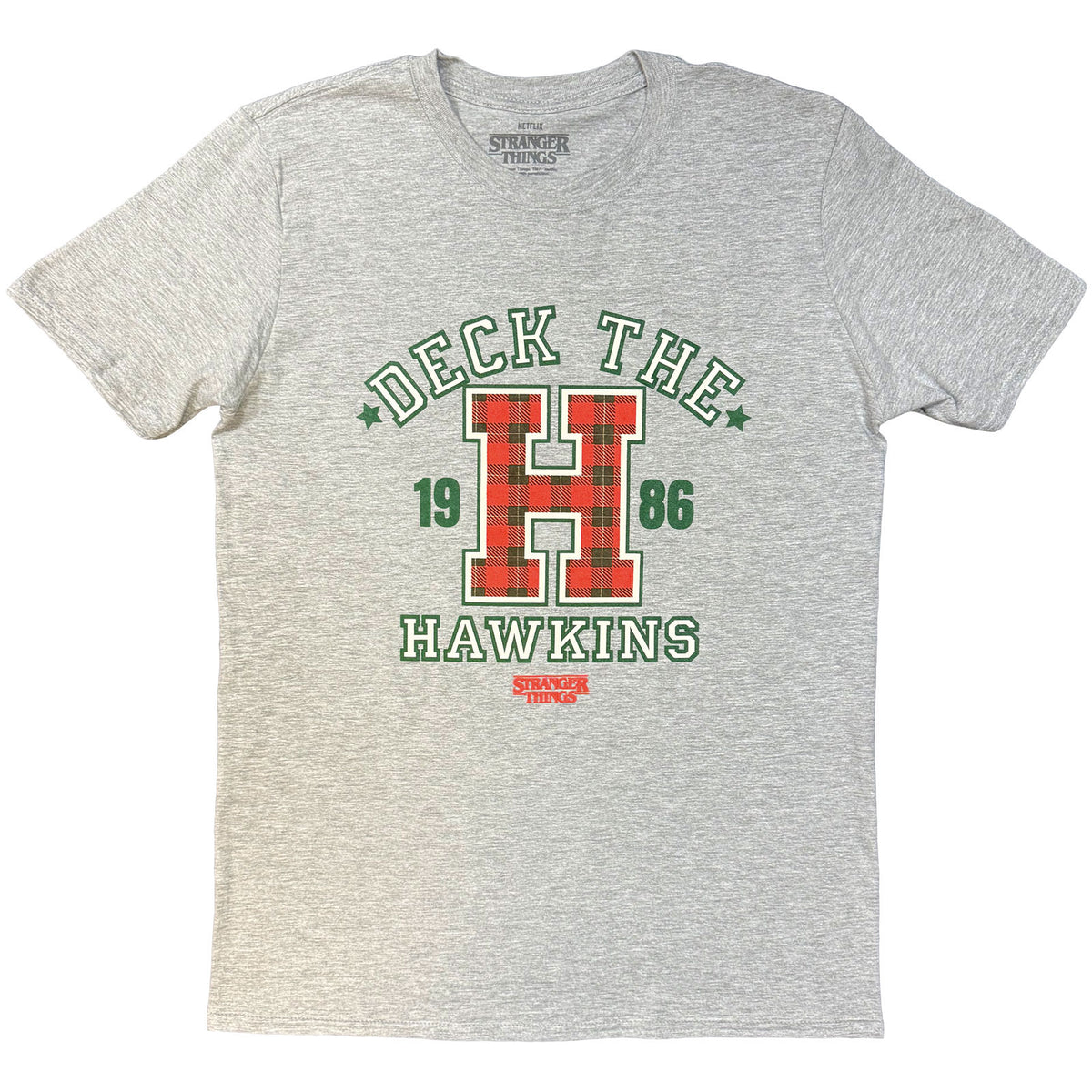 Stranger Things Unisex T-Shirt: Deck The Hawkins (Grey)