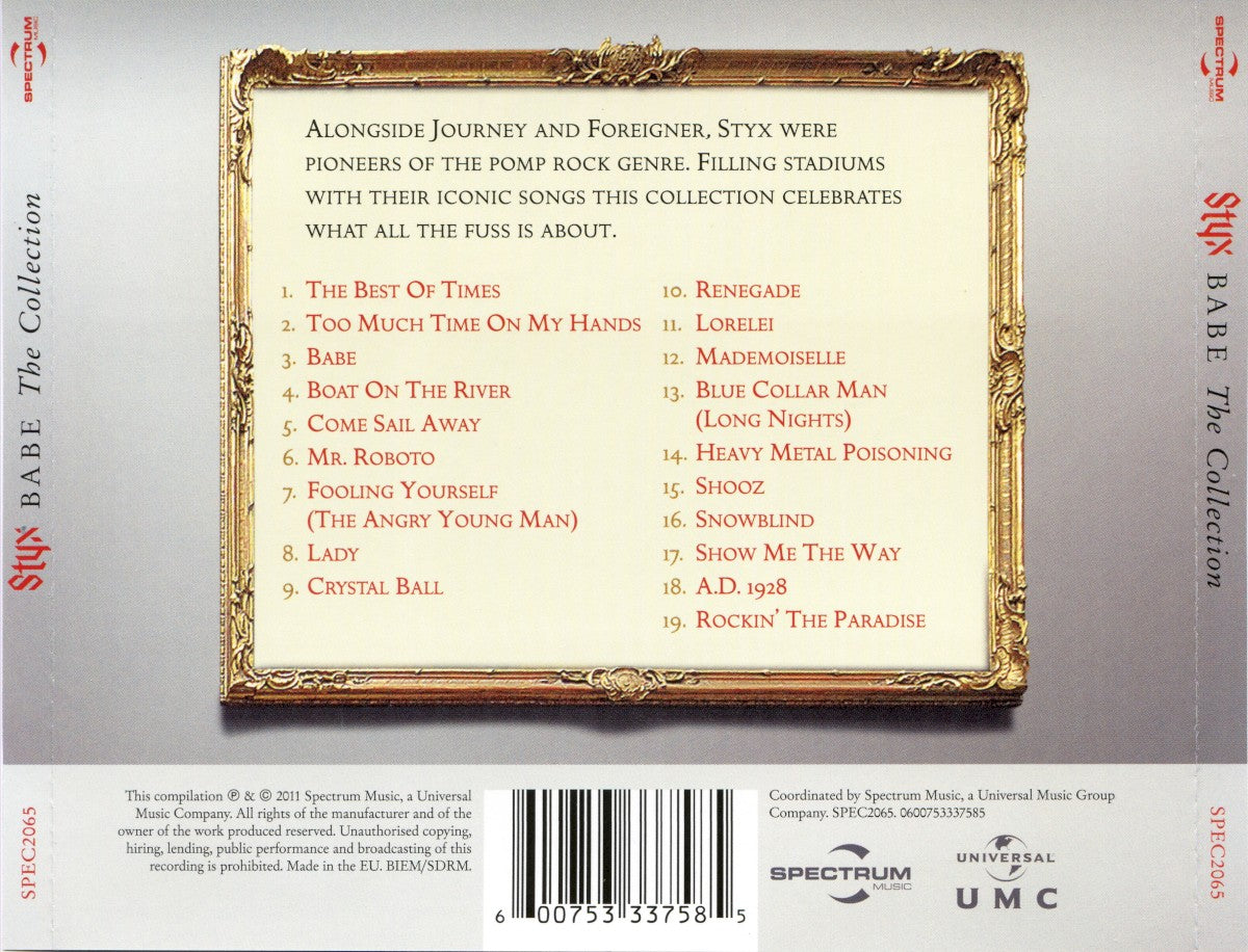 Styx – Babe: The Collection — back cover