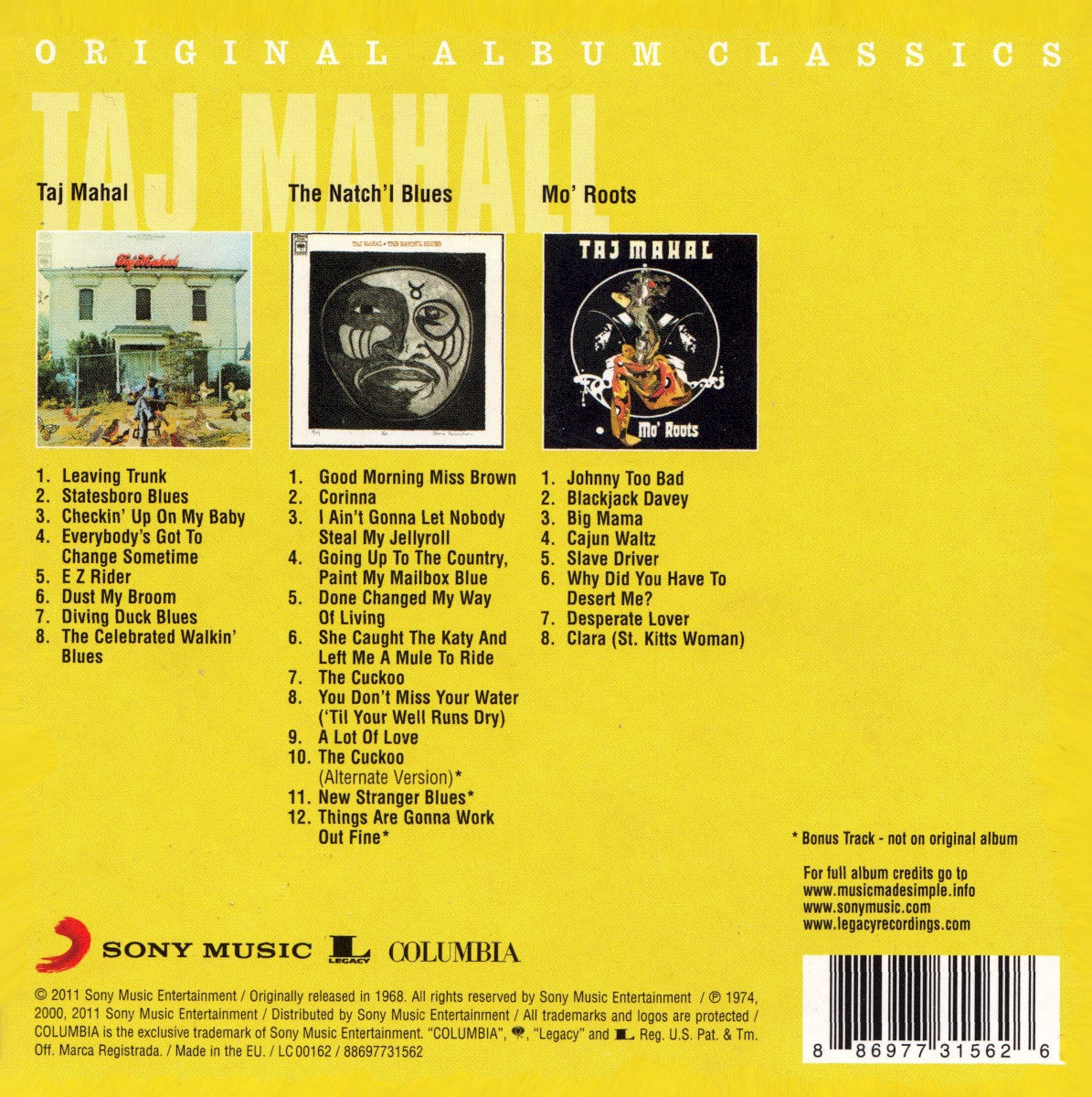 Taj Mahal – Original Album Classics — back cover