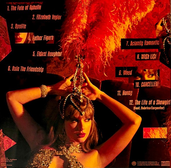 Taylor Swift – The Life of a Showgirl — back cover