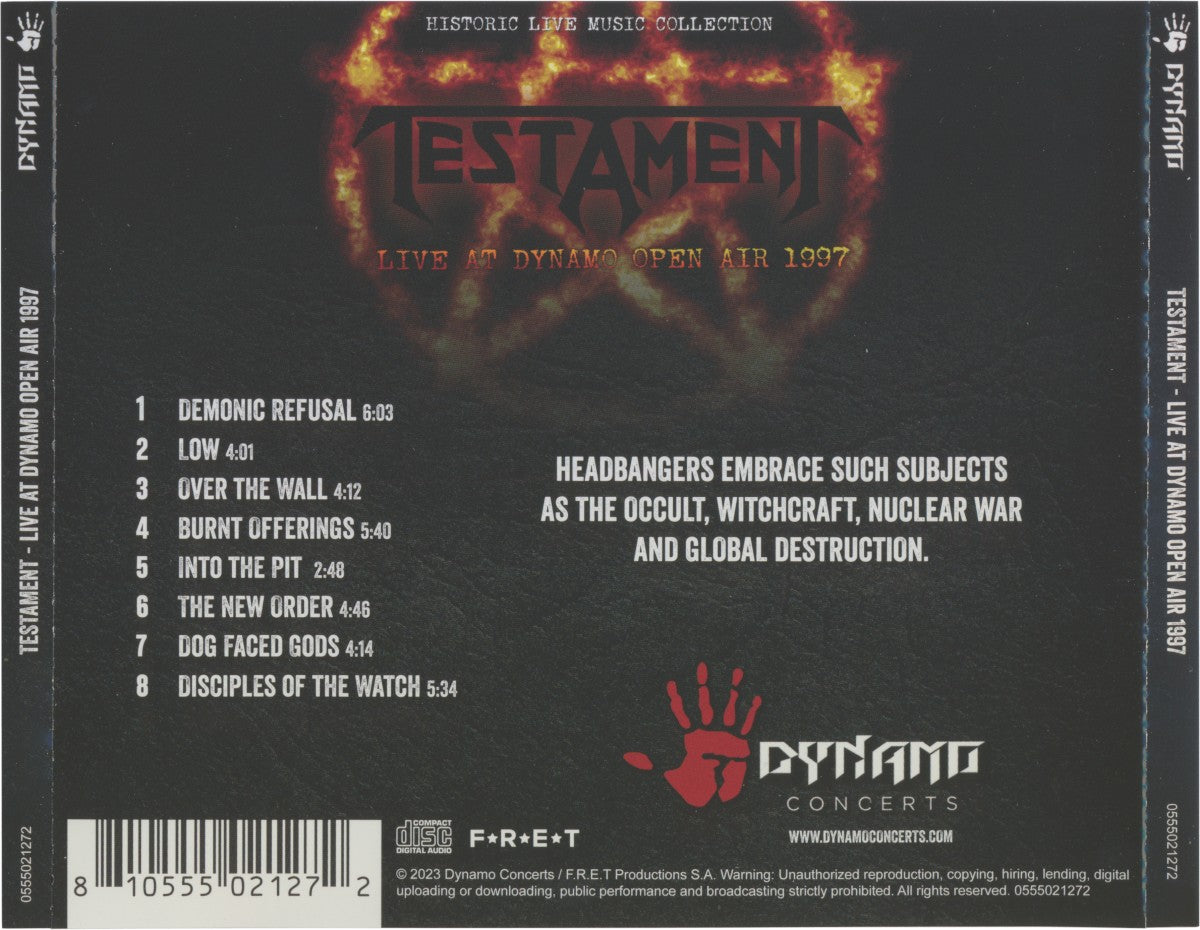 Testament – Live At Dynamo Open Air 1997 — back cover
