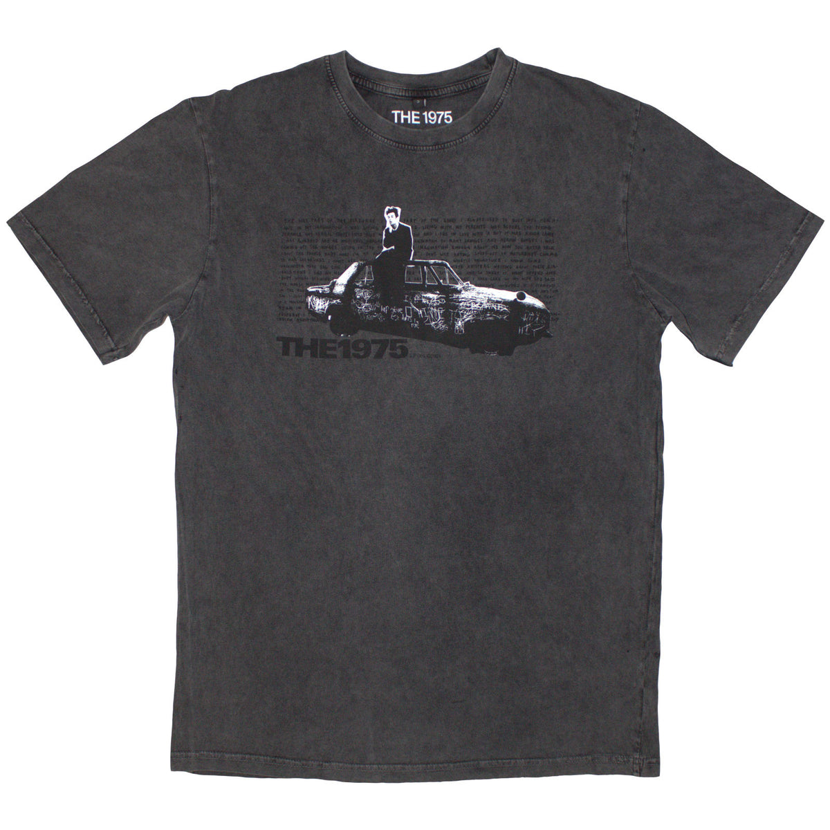 The 1975 Unisex Stone Wash T-Shirt: Car Photo (Charcoal Grey)