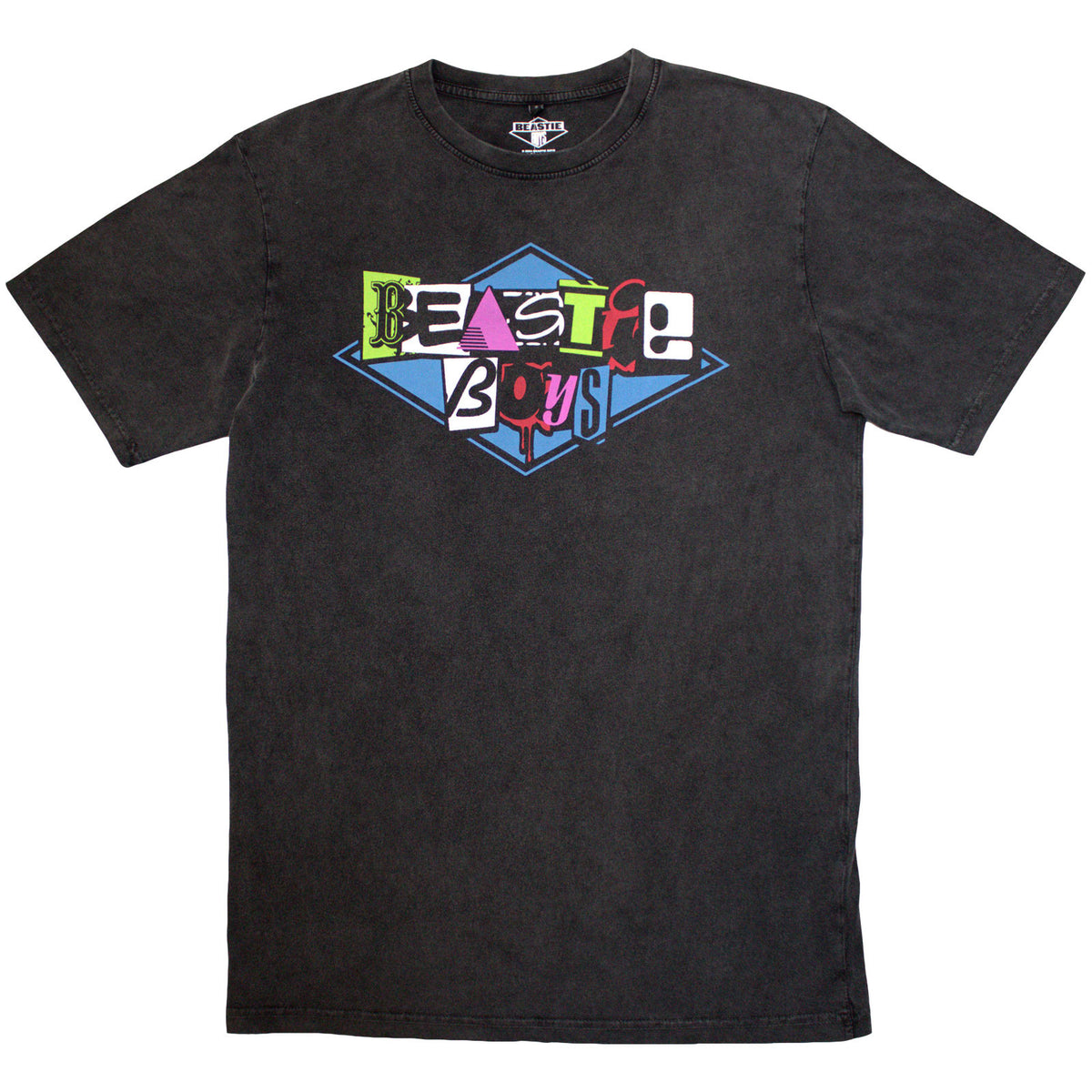 The Beastie Boys Unisex Stone Wash T-Shirt: Multicolour Logo (Charcoal Grey)