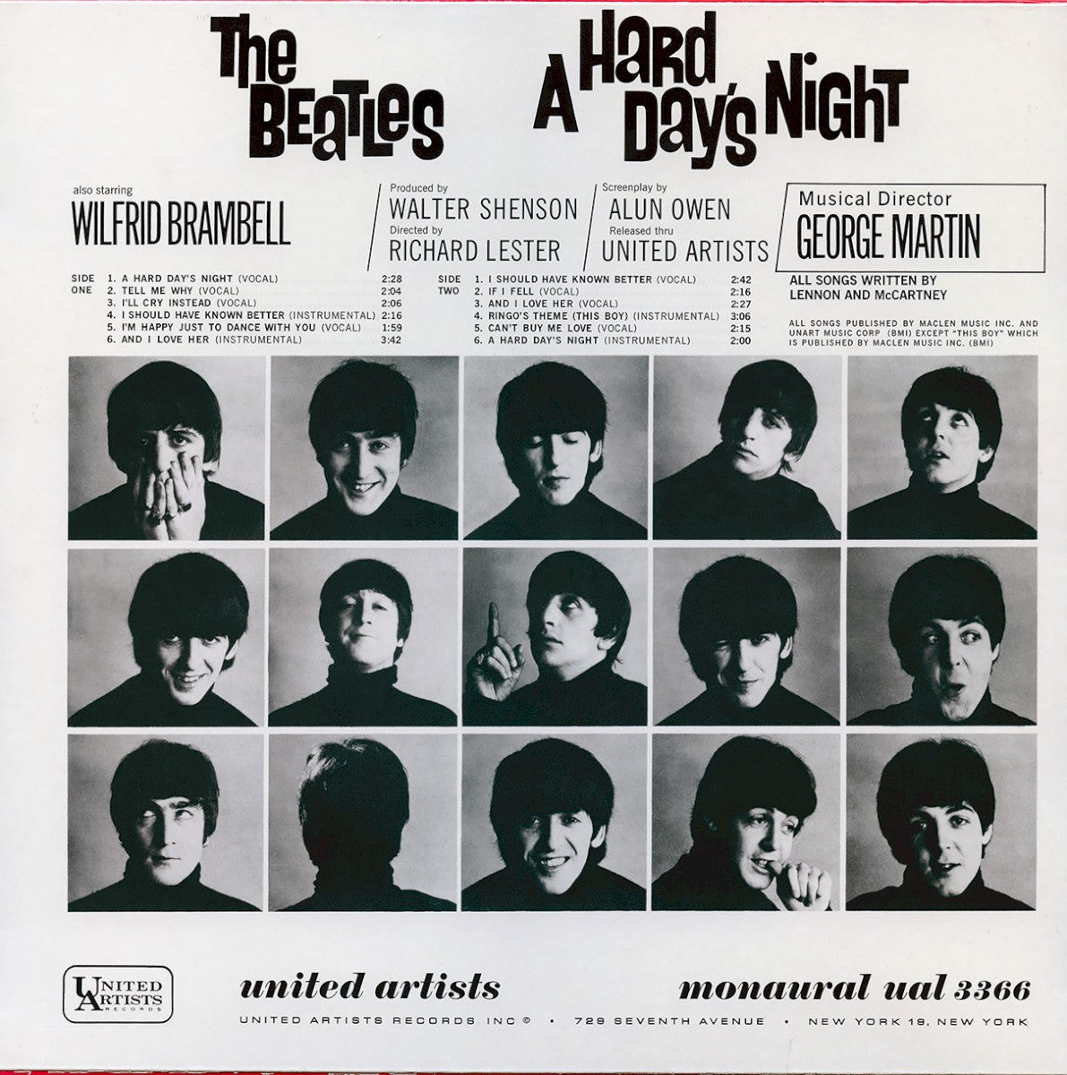 The Beatles – A Hard Day’s Night: Original Motion Picture Sound Track — back cover