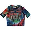 The Beatles Ladies Mesh Crop Top: All You Need Is Love (Blue)
