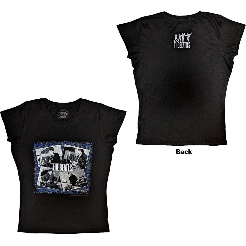The Beatles Ladies T-Shirt: At The Cavern (Black) (Back Print)