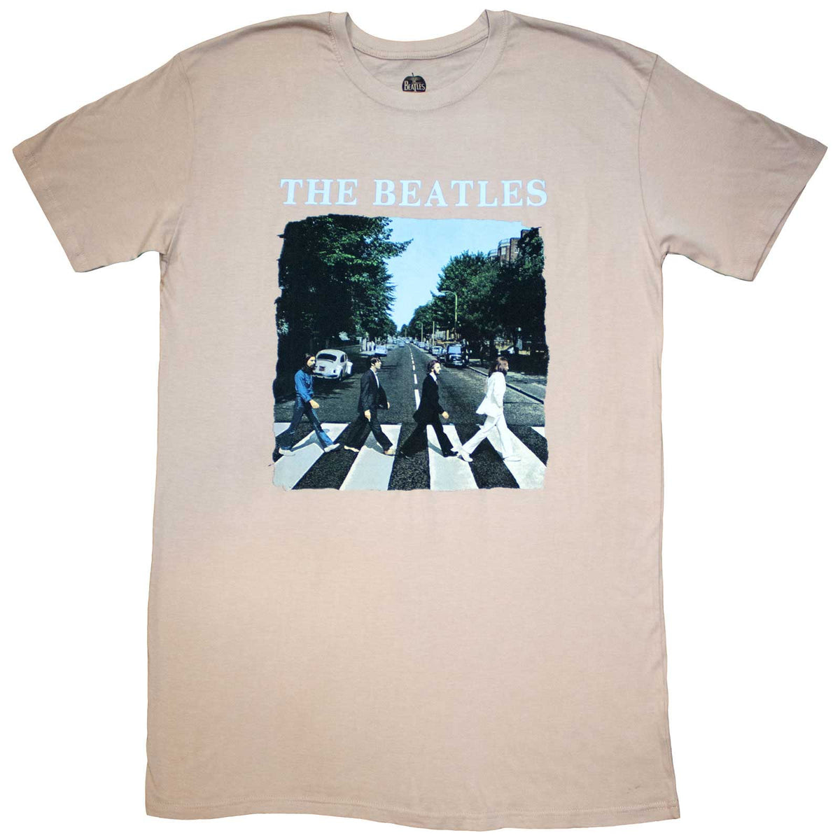 The Beatles Ladies T-Shirt Dress: Abbey Road & Logo (Sand)