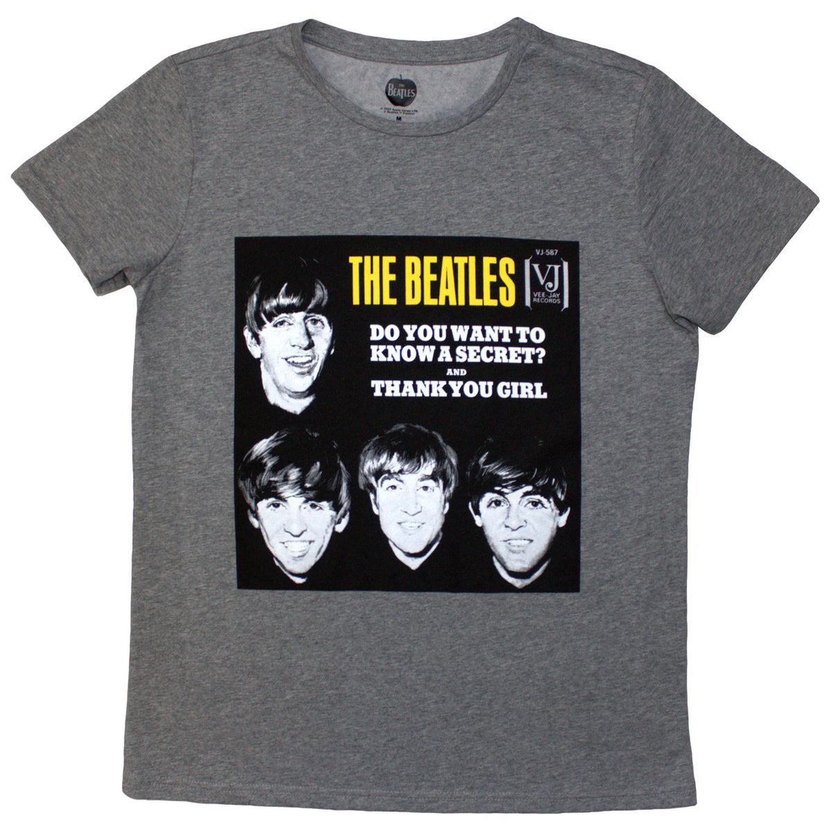 The Beatles Ladies T-Shirt: VJ Secret Sleeve (Grey)