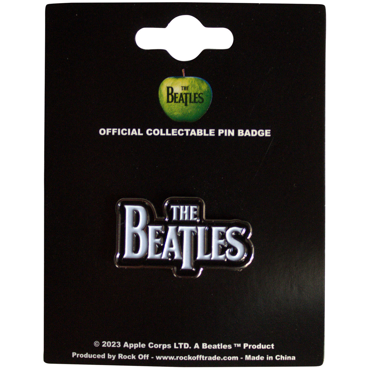 The Beatles Pin Badge: Drop T Logo (Black on White)