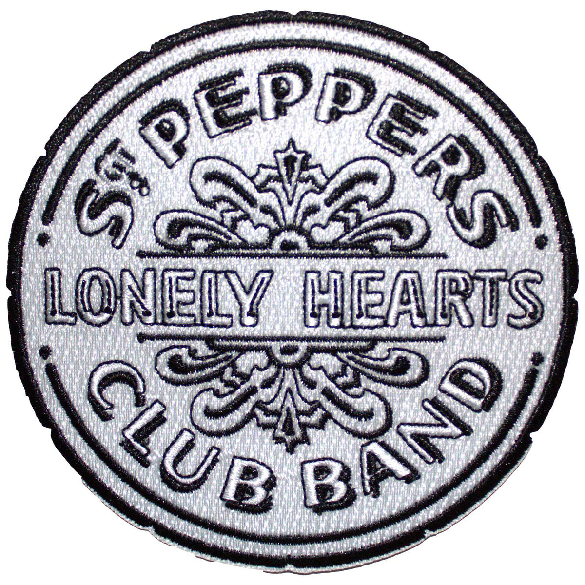 The Beatles Standard Patch: Sgt Pepper Drum B&W
