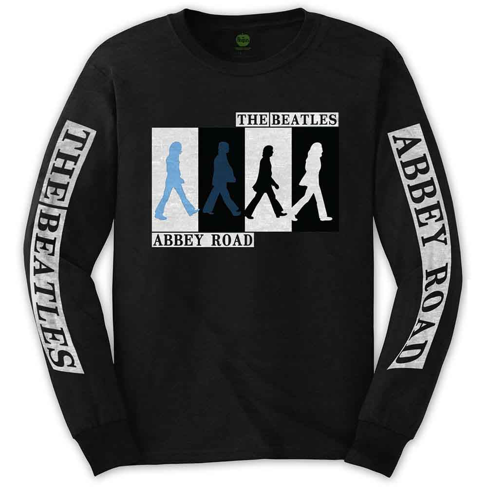 The Beatles Unisex Long Sleeve T-Shirt: Abbey Road Colours Crossing (Black) (Sleeve Print)