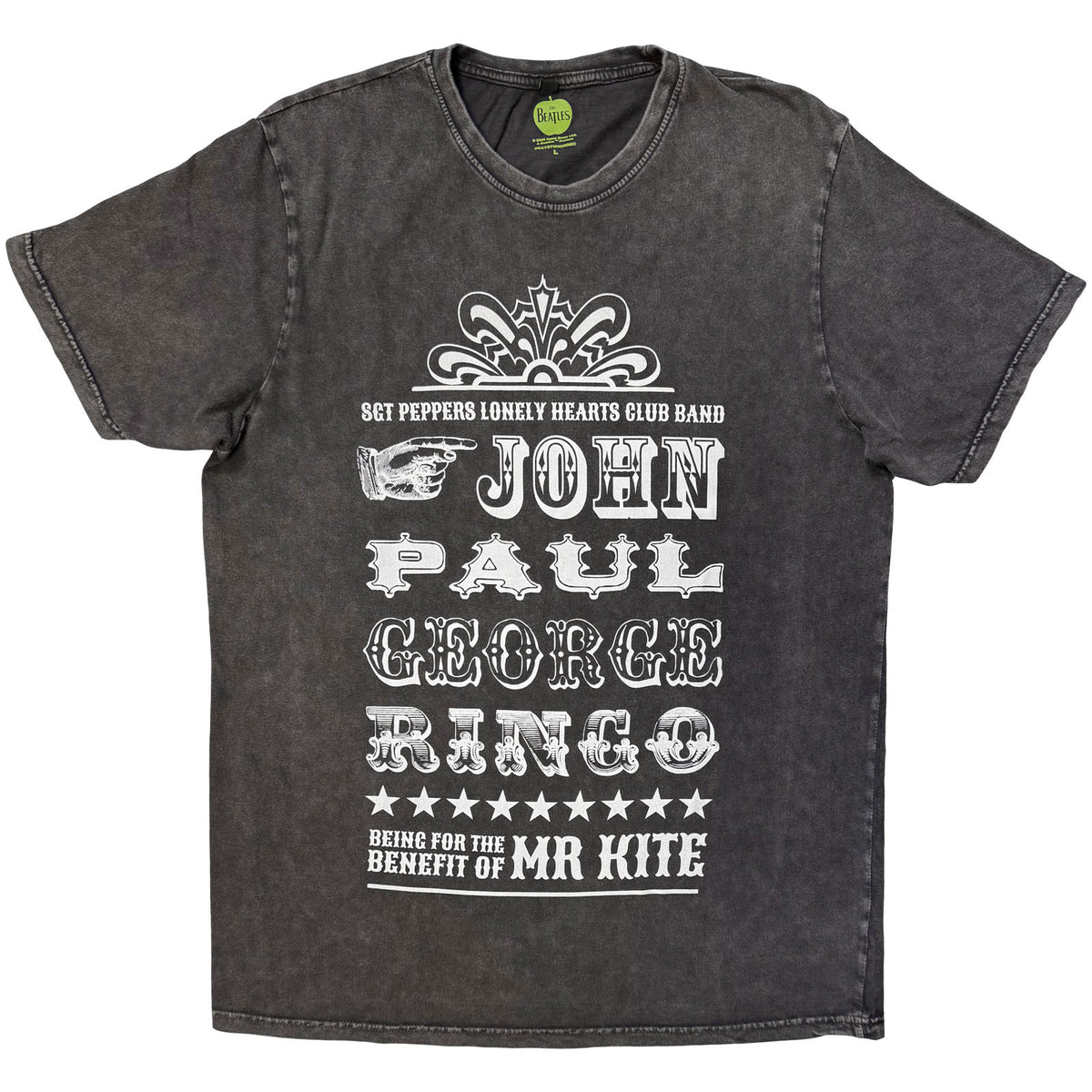 The Beatles Unisex Stone Wash T-Shirt: Mr Kite (Charcoal Grey)