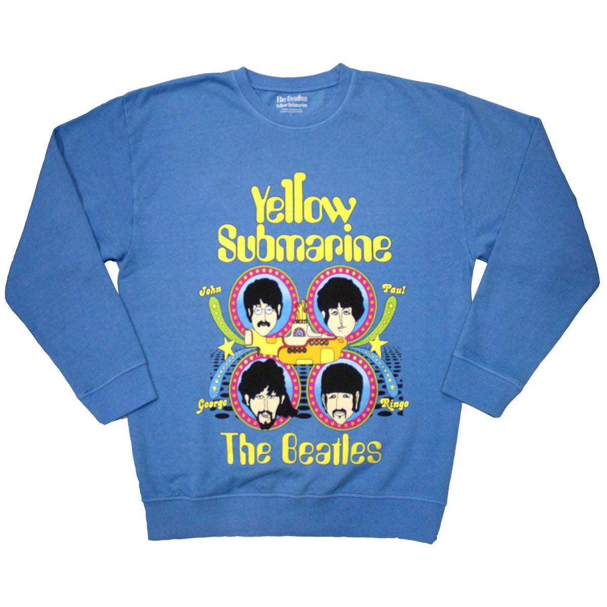 The Beatles Unisex Sweatshirt: Yellow Submarine Heads In Circles (Blue)