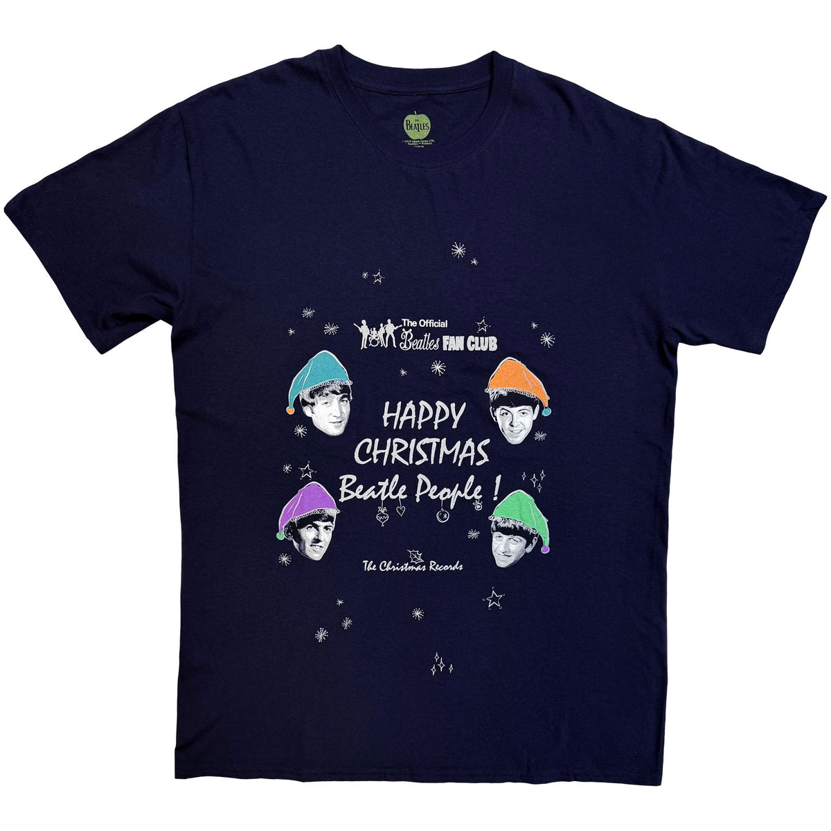 The Beatles Unisex T-Shirt: Happy Christmas (Navy Blue)