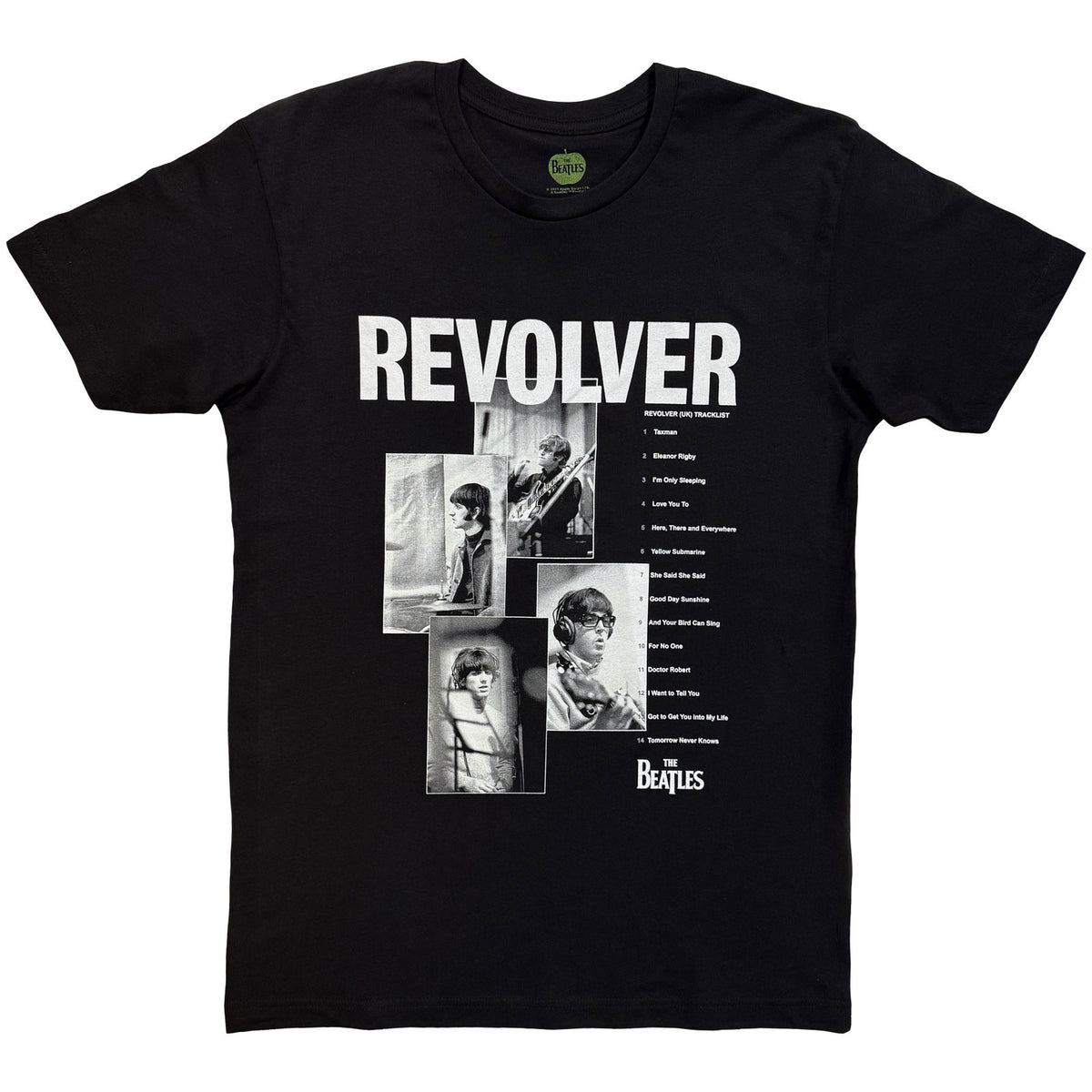 The Beatles Unisex T-Shirt: Revolver Track List (Black)