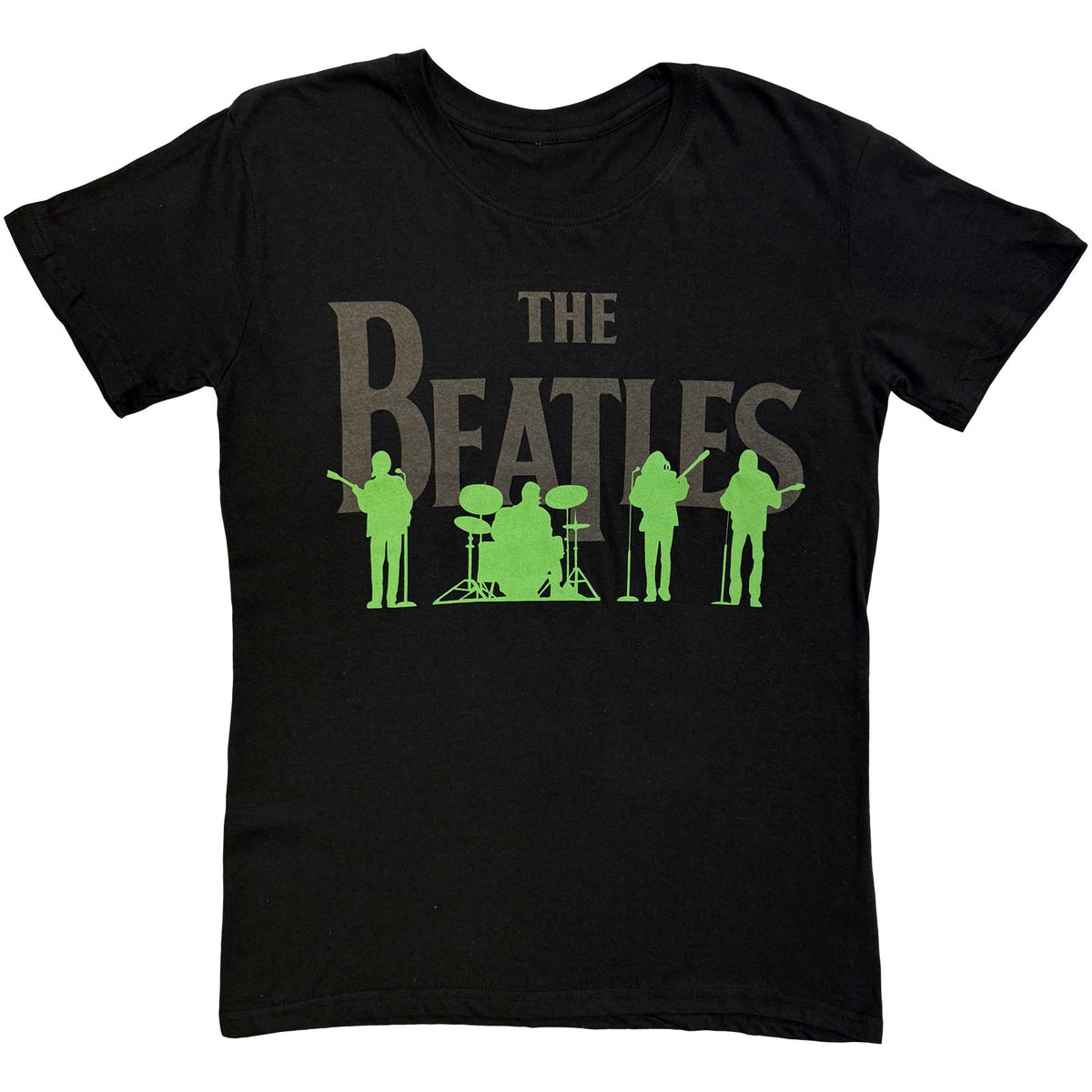 The Beatles Unisex T-Shirt: Saville Row Line Up Green Silhouette (Black)